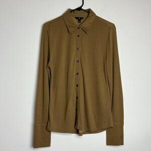 Banana Republic Women’s Button Down Shirt L Brown Chic Capsule Wardrobe Top